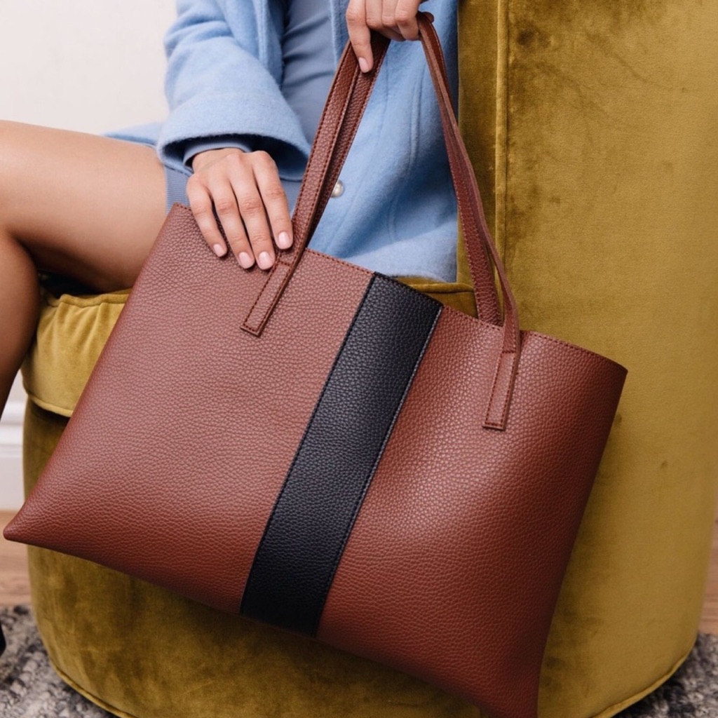 Vince Camuto Elegant Brown And Black Tote Bag